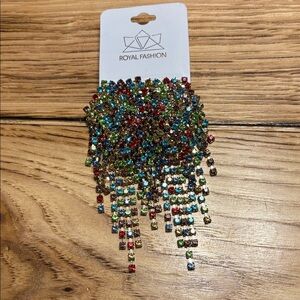 Royal Fashion Multicolor Rhinestone Earrings NWT